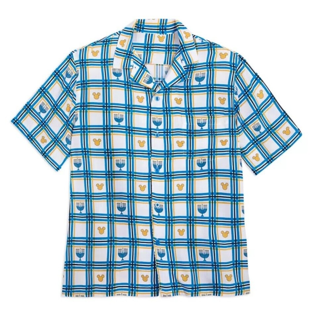 Disney Parks Mickey Mouse Hanukkah Camp Shirt 2023 Adults XS Blue/Yellow/White
